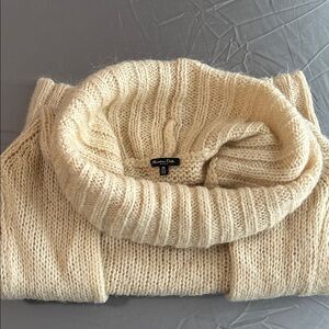Massimo Dutti Wool Beige Cowl Neck Sweater